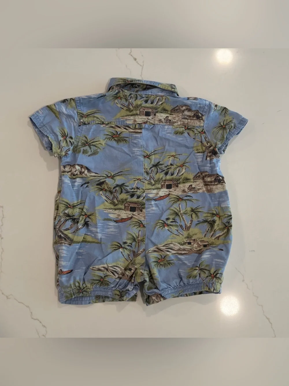 GAP Light Blue Tropical Button-Front Romper